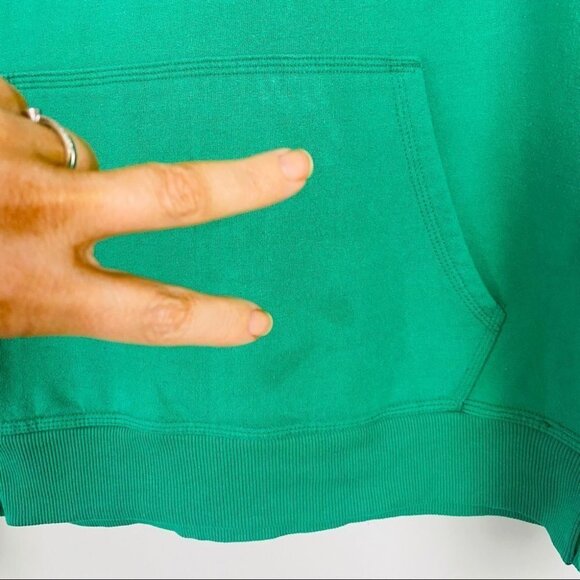 Vintage 90s Champion Spell Out Sweater Hooded Sz L Green Sweatshirt Big Logo Y2K - Picture 4 of 12